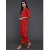 Antaran Rayon Embroidered Kurti With Pants Womens Stitched Salwar Suit - Red ( Pack of 2 ) - None