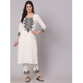 Antaran - Off White Straight Cotton Women''s Stitched Salwar Suit ( Pack of 1 ) - None