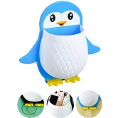 Namaskaram Wall Mounted Penguin Design Toothpaste Holder Unique Wall Mounted Self Adhesive Storage Wall Mount Toothbrush Holder Mobile Stand Multi Colour (Pack of 1)