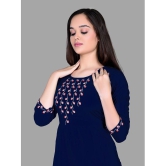 haya fashion - Navy Rayon Women's Straight Kurti ( Pack of 1 ) - None