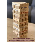 FRATELLI JENGA Tumbling Tower Customizable Numbered Wooden Blocks with 4 Dices, Stacking Game Kids/Adults Game - 48 Pieces