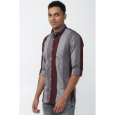 Men Grey Slim Fit Stripe Full Sleeves Casual Shirt