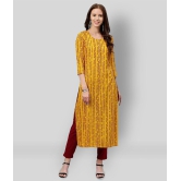 KIPEK - Yellow Rayon Womens Straight Kurti - S