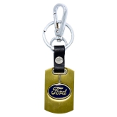 Americ Style Ford Golden Metal Swinging Logo Locking Locking Key Chain  (Gold)