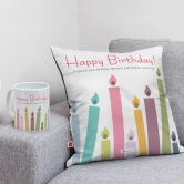 Indigifts Happy Birthday to You Printed Cushion Cover 12x12 inches with Filler & Mug Combo Gift Set - Birthday Gift Idea for Girl/Boy/Friend, Birthday Quote Printed Pillow Covers, Cute Gift Idea