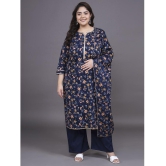 Tissu Cotton Printed Kurti With Palazzo Womens Stitched Salwar Suit - Navy ( Pack of 1 ) - None