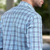 White And Blue Checked Cotton Shirt With Cutaway Collar-S