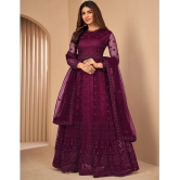 A TO Z CART Magenta Flared Net Womens Semi Stitched Ethnic Gown ( Pack of 1 ) - None