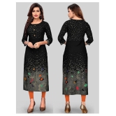 Vbuyz - Black Rayon Womens Straight Kurti ( Pack of 1 ) - L