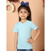 MINI & MING Girls Solid V-Neck Pure Cotton T-shirt