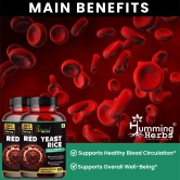 Humming Herbs Red Yeast Rice 500mg - Natural Cholesterol Support with CoQ10, Policosanol & Lycopene - Promotes Heart Health & Blood Circulation - Pack of 2