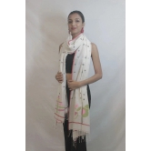 STOLE-1 Tisser Stole-1 Tant Jamdani & Off White/Red Size - 2.5 Meeter / Width 42 inch