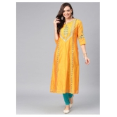 Alena - Yellow Chanderi Womens Flared Kurti - XS