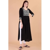 Glomee - Black Rayon Womens Nayra Kurti ( Pack of 1 ) - None