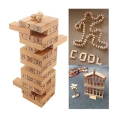 FRATELLI JENGA Tumbling Tower Customizable Numbered Wooden Blocks with 4 Dices, Stacking Game Kids/Adults Game - 48 Pieces