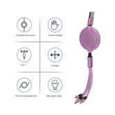 3-in-1 Cable 1.2 m Pin Cable 1.2 Meter for multiple uses (Compatible with Mobile, laptop, Iphone, Smart Watch, Purple) - Purple