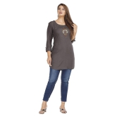 JC4U - Grey Melange Rayon Womens Straight Kurti ( Pack of 1 ) - XL