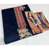 Chanderi Cotton Salwar Suit - Blue ( Unstitched )