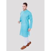 Maharaja - Blue Cotton Blend Regular Fit Mens Kurta Pyjama Set ( Pack of 1 ) - None