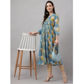 Janasya Chiffon Printed Flared Womens Kurti - Blue ( Pack of 1 ) - None