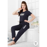 Gudnini Urban Look Stylish T-Shirt Pyjama Set - Navy Blue-XL / NAVY BLUE / RAYON SUPER SOFT