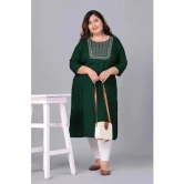 Preksha Rayon Embroidered Straight Womens Kurti - Green ( Pack of 1 ) - None