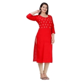 HIGHLIGHT FASHION EXPORT - Red Rayon Womens Straight Kurti - XXL