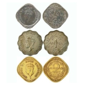 PE - British India Coins - 1 anna , 1/2 anna , 2 anna - Old Coins - Set O 3 Coins - Good For Collection - Used Condition