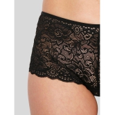 ILRASO - Black Lace Self Design Womens Boy Shorts ( Pack of 1 ) - None