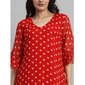 Curvydrobe Georgette Printed Mini Womens A-line Dress - Red ( Pack of 1 ) - None