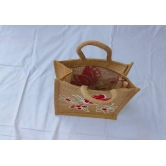 Hand-painted butterfly jute tote bag