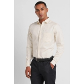 Men Cream Regular Fit Formal Full Sleeves Formal Shirt