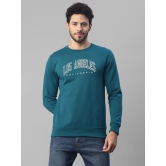 UrbanMark Men Regular Fit Printed Full Sleeves Round Neck Fleece Sweatshirt-Teal Blue - None