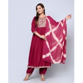 MAUKA - Maroon Anarkali Rayon Womens Stitched Salwar Suit ( Pack of 1 ) - None