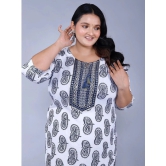 JC4U Cotton Embroidered Straight Womens Kurti - White ( Pack of 1 ) - None