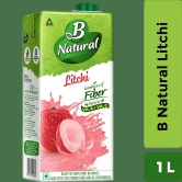 B Natural Litchi Juice - Rich In Fibre, Vitamin C & E, 100% Fruit Pulp & 0% Concentrate, 1 L Carton