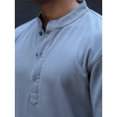 Chinese Collar Light Grey T-Shirt-S / Light Grey