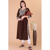 Glomee - Brown Rayon Women's Nayra Kurti ( Pack of 1 ) - None