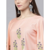 Peach-Coloured & Blue Block Printed Flared Top with Palazzos Set