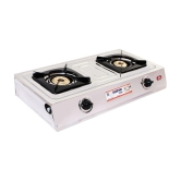 Suryaviva Super 2B Ss Stainless Steel 2 Cast Iron Burner Gas Stove(Manual Ignition,Silver)