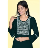 Kapadia - Green Rayon Womens Straight Kurti ( Pack of 1 ) - None