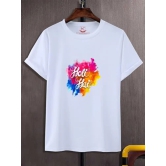 NITYANAND CREATIONS Round Neck White Holi T-Shirt for MEN-HOLI-T-SHIRT-11546-L