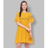 ALL WAYS YOU Polyester Yellow Fit And Flare Dress - - None