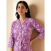 Vbuyz Cotton Printed Front Slit Womens Kurti - Lavender ( Pack of 1 ) - None