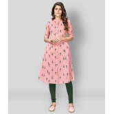 Vbuyz - Pink Cotton Womens Front Slit Kurti ( Pack of 1 ) - XXL