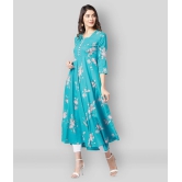 Tissu - Turquoise Rayon Womens Asymmetrical Kurti ( Pack of 1 ) - 3XL