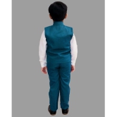 FOURFOLD - Turquoise Cotton Blend Boys Shirt & Pants ( Pack of 1 ) - None