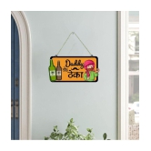 Asmi Collection Daddy Da Theka Wooden Wall and Door Hanging Wall Sticker ( 16 x 30 cms )