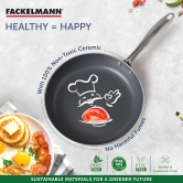 FACKELMANN Ceramic Nonstick Fry Pan 24cm | German Technology | Non-Toxic| PFOA, BPA & Cadmium-Free | Induction Base - All Stoves | Even Heating, Easy Release | Dosa Pan, Egg Pan.