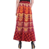 Oxblood-Red Block-Printed Sanganeri Wrap-Around Skirt from Pilkhuwa